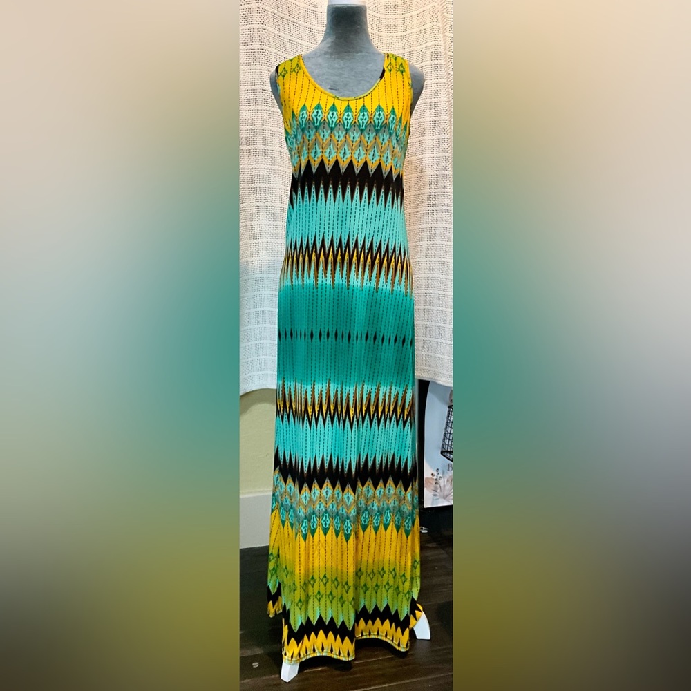 Ace Fashion Colorful Geometric Maxi Dress.